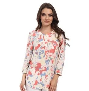 NYDJ Henley 3/4 Sleeve  Paint Splatter Top Sz PXXS